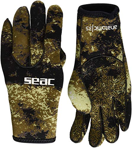 Seac Anatomic Camo Gloves, Tauchhandschuhe aus 3,5mm-Neoprene für Freitauchen und Unterwasserjagd in Tarnfarben von Seac