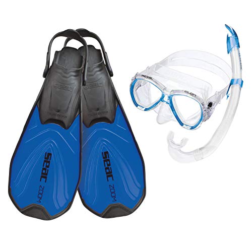 Seac Erwachsene Set Zoom Schnorchelset Taucherbrille Mit Schnorchel Und Flossen, blau, 39-41 von Seac