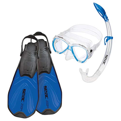 Seac Jungen Set Zoom Schnorchelset Taucherbrille Mit Schnorchel Und Flossen, blau, 36-38 von Seac