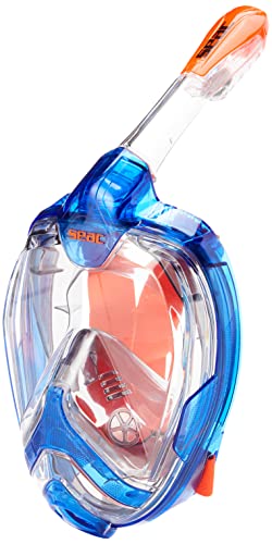 Seac Magica, Schnorchelmaske Vollgesichtsmaske Anti-Beschlag System mit einem weichen Maskenkörper, Dry Top Schnorchel mit Auslassventil, blau/orange, S/M Seac Magica, Schnorchelmaske Vollgesichtsmaske Anti-Beschlag System mit einem weichen Maskenkörper, Dry Top Schnorchel mit Auslassventil, blau/orange, S/M von Seac