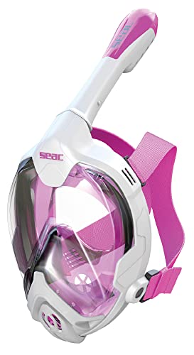 Seac Magica, Schnorchelmaske Vollgesichtsmaske Anti-Beschlag System mit einem weichen Maskenkörper, Dry Top Schnorchel mit Auslassventil, weiß/rosa, S/M Seac Magica, Schnorchelmaske Vollgesichtsmaske Anti-Beschlag System mit einem weichen Maskenkörper, Dry Top Schnorchel mit Auslassventil, weiß/rosa, S/M von Seac
