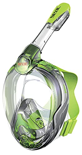 Seac Magica, Schnorchelmaske Vollgesichtsmaske Anti-Beschlag system mit einem weichen Maskenkörper, Dry Top Schnorchel mit Auslassventil, grün, JUNIOR Seac Magica, Schnorchelmaske Vollgesichtsmaske Anti-Beschlag system mit einem weichen Maskenkörper, Dry Top Schnorchel mit Auslassventil, grün, JUNIOR von Seac