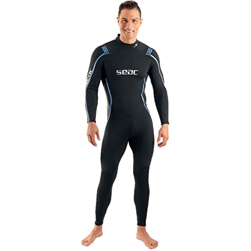 Seac Men's Seac Feel Ultra elastischer einteiliger 3 mm Neoprenanzug mit Reißverschluss für Unterwasser Speerfischen, Schwarz, XL EU von Seac