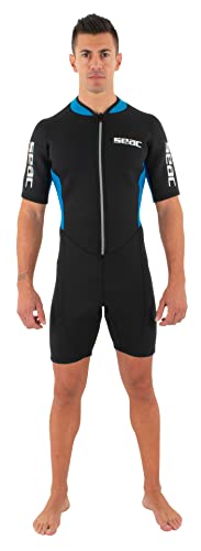 Seac Men's Look Man Neoprenshorty zum Schnorcheln, Tauchen und für Wasseraktivitäten für Kinder, 2,5 mm Neopren, schwarz/blau, XL von Seac