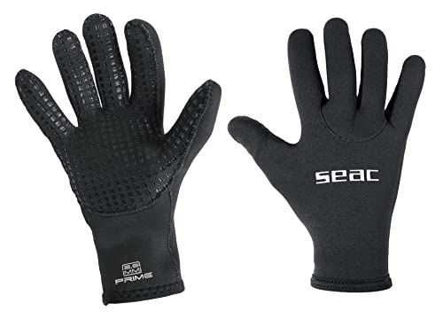 SEAC Unisex-Adult Prime Gloves 4 mm Neopren-Tauchhandschuhe, nylongefüttert, rutschfeste Handfläche, schwarz, S SEAC Unisex-Adult Prime Gloves 4 mm Neopren-Tauchhandschuhe, nylongefüttert, rutschfeste Handfläche, schwarz, S von Seac