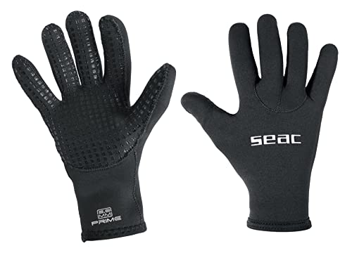 SEAC Unisex-Adult Prime Gloves 8 mm Neopren-Tauchhandschuhe, nylongefüttert, rutschfeste Handfläche, schwarz, XXL von Seac