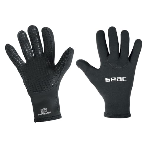 SEAC Unisex-Adult Prime Gloves 8 mm Neopren-Tauchhandschuhe, nylongefüttert, rutschfeste Handfläche, schwarz, XXL von Seac