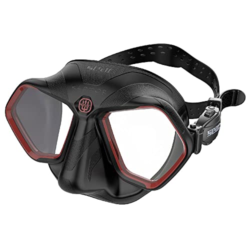 SEAC Unisex-Adult Raptor kleinvolumige Maske zum Freitauchen und Speerfischen, schwarz/rote, Standard von Seac