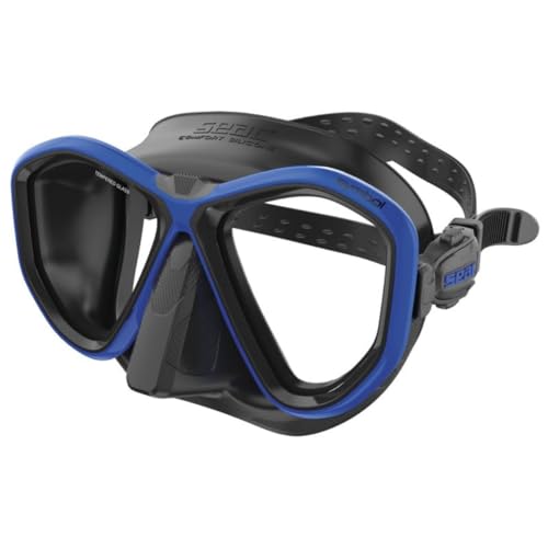 SEAC Unisex-Adult Symbol Made in Italy Zweiglas-Tauchmaske mit Einer 3D-Schnalle direkt am Maskenkörper, schwarz/blau, Standard SEAC Unisex-Adult Symbol Made in Italy Zweiglas-Tauchmaske mit Einer 3D-Schnalle direkt am Maskenkörper, schwarz/blau, Standard von Seac
