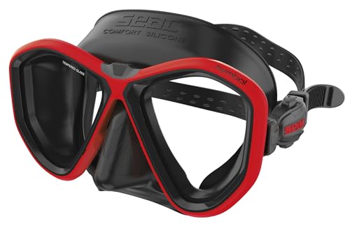 Seac Symbol, Made in Italy Zweiglas-Tauchmaske mit Einer 3D-Schnalle direkt am Maskenkörper Seac Symbol, Made in Italy Zweiglas-Tauchmaske mit Einer 3D-Schnalle direkt am Maskenkörper von Seac