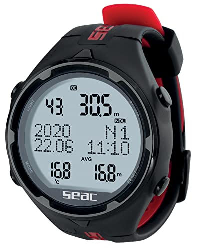 Seac Action, Tauchcomputer für Gerätetauchen und Freediving, Logbuch, Dive Planner, Safety Alarme, schwarz/rot HR Seac Action, Tauchcomputer für Gerätetauchen und Freediving, Logbuch, Dive Planner, Safety Alarme, schwarz/rot HR von Seac