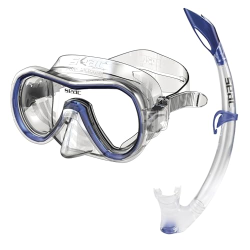 Seac Set Giglio MD Valve, Schnorchelset mit Maske und Schnorchel mit Wasserausblasventil für Kinder Seac Set Giglio MD Valve, Schnorchelset mit Maske und Schnorchel mit Wasserausblasventil für Kinder von Seac