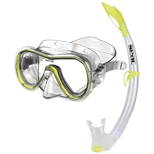 Seac Set Giglio MD Valve, Schnorchelset mit Maske und Schnorchel mit Wasserausblasventil für Kinder Seac Set Giglio MD Valve, Schnorchelset mit Maske und Schnorchel mit Wasserausblasventil für Kinder von Seac