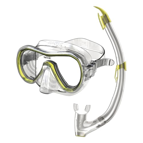 Seac Set Giglio Valve, Schnorchelset mit Maske und Schnorchel mit Wasserausblasventil für Erwachsene Seac Set Giglio Valve, Schnorchelset mit Maske und Schnorchel mit Wasserausblasventil für Erwachsene von Seac