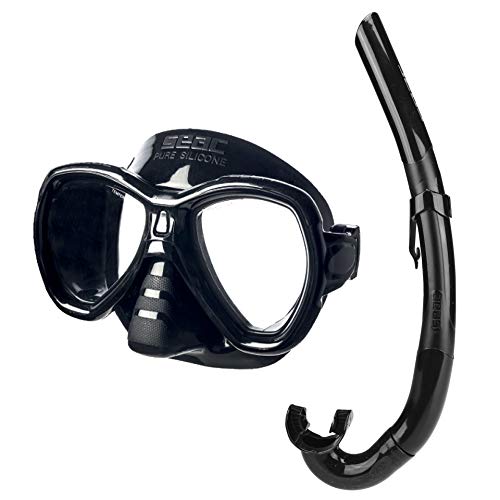 Seac Set Elba, Schnorchelset aus hypoallergenem Silikon mit Maske und Schnorchel für Erwachsene, schwarz, Regular von Seac