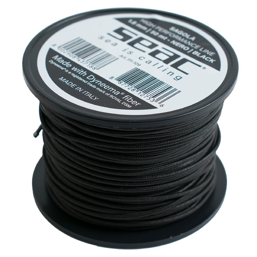 Seacsub Dyneema 50 M Dyneema Rope Schwarz 1.8 mm von Seacsub