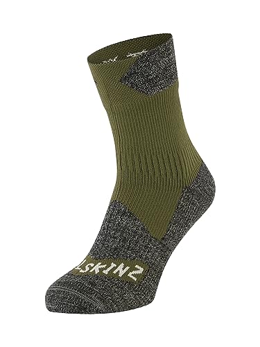 SEALSKINZ Unisex Wasserdichte Allwetter-socken Bircham Waterproof All Weather Ankle Sock, Olive/Grey Marl, L EU SEALSKINZ Unisex Wasserdichte Allwetter-socken Bircham Waterproof All Weather Ankle Sock, Olive/Grey Marl, L EU von SealSkinz