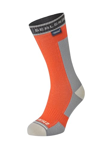 SEALSKINZ Holverstone Laufsocke, wasserdicht, mittellang, leicht, Orange, Größe M von SealSkinz