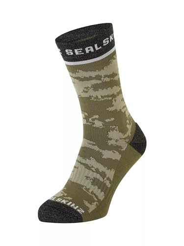 SEALSKINZ Unisex Reepham Mid Length Jacquard Active Sock, Olivgrün, M EU von SealSkinz