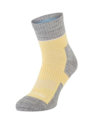 SEALSKINZ Morston Solo Allwetter-Socken, schnell trocknend, gelb-hellgraumeliert-cremefarben, Größe L von SealSkinz