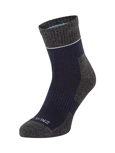 SEALSKINZ Morston Solo Allwetter-Socken, schnell trocknend, marineblau-graumeliert-cremefarben, Größe XL von SealSkinz