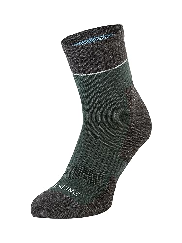 SEALSKINZ Morston Solo Allwetter-Socken, schnell trocknend, olivgrün-graumeliert-cremefarben, Größe S von SealSkinz