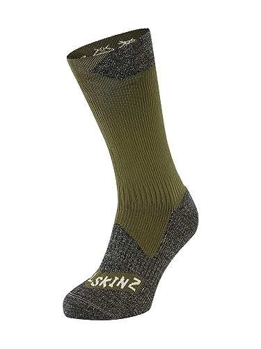 SEALSKINZ Raynham Allwetter-Socken, wasserdicht, halbhoch, olivgrün-graumeliert, Größe XL von SealSkinz