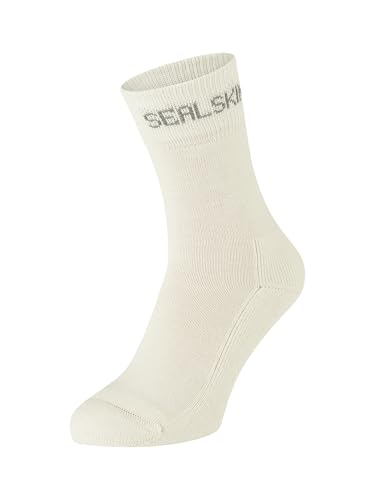 SEALSKINZ Suffield Solo Unisex-Socke aus Merinowolle, cremefarben, L von SealSkinz