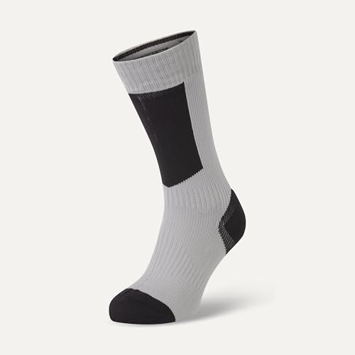 SEALSKINZ Unisex Kaltes Wetter Wasserdichte Socken mit Hydrostop – Mittellang, Grau/Schwarz/Gelb, XL von SealSkinz