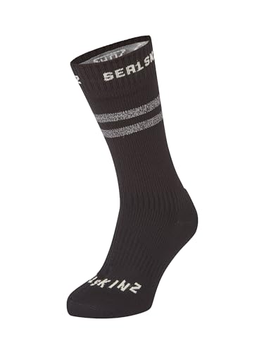 SEALSKINZ Unisex, wasserfest, für kaltes Wetter, mittellang, mit Runton wasserdichtem kaltem Wetter, mittellange Socken mit Hydrostop, Schwarz, L von SealSkinz