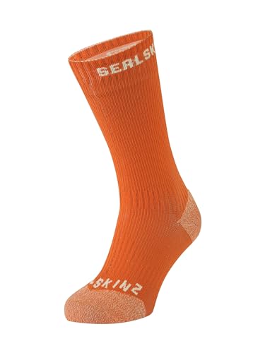 SEALSKINZ wasserdichte, mittellange Unisex-Socke für jedes Wetter mit wasserdichter Allwettersocke von Briston mit Hydrostop, mittellang, Orange, M von SealSkinz