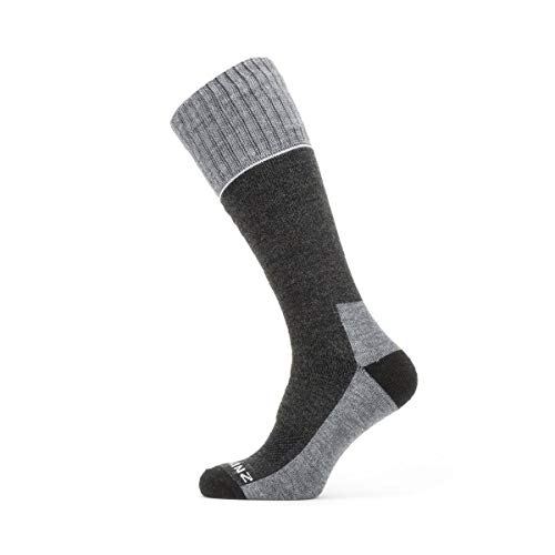SEALSKINZ Solo Nicht Wasserdichte Schnell Trocknende Socken – Knielang, Schwarz/Grau, XL von SealSkinz