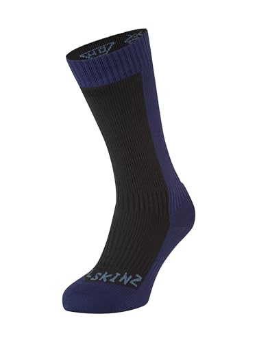 Sealskinz Unisex Kaltes Wasser Wasserdichte Socken – Mittellang, Schwarz/Blau, XL von SealSkinz