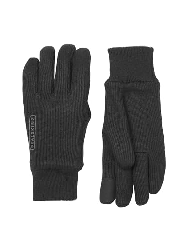 SEALSKINZ Winddichter Allwetter Strickhandschuh – Schwarz, L von SealSkinz