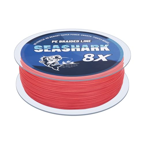 Seashark Geflochtene Angelschnur, Farbe verblasst nicht, 8 Stränge, super starke PE-Angelschnur, abriebfest, keine Dehnung, mehrere Farben, 2,7 kg bis 36,3 kg von Seashark