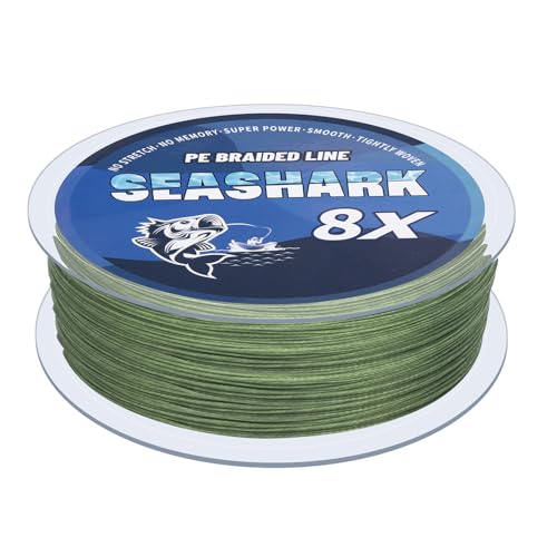 Seashark Geflochtene Angelschnur, Farbe verblasst nicht, 8 Stränge, super starke PE-Angelschnur, abriebfest, keine Dehnung, mehrere Farben, 2,7 kg bis 36,3 kg Seashark Geflochtene Angelschnur, Farbe verblasst nicht, 8 Stränge, super starke PE-Angelschnur, abriebfest, keine Dehnung, mehrere Farben, 2,7 kg bis 36,3 kg von Seashark
