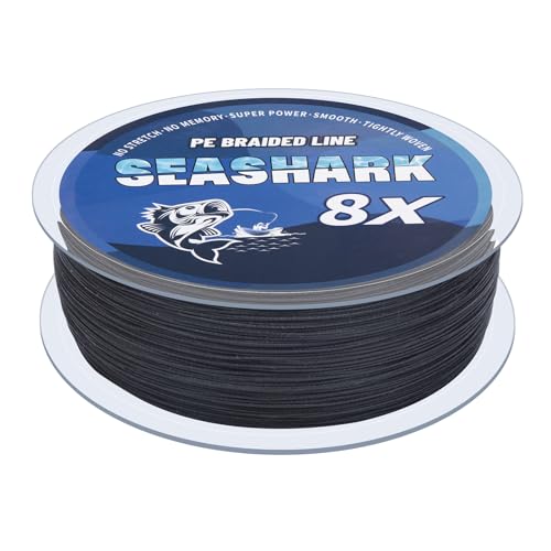 Seashark Geflochtene Angelschnur, Farbe verblasst nicht, 8 Stränge, super starke PE-Angelschnur, abriebfest, keine Dehnung, mehrere Farben, 2,7 kg bis 36,3 kg von Seashark