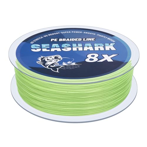 Seashark Geflochtene Angelschnur, Farbe verblasst nicht, 8 Stränge, super starke PE-Angelschnur, abriebfest, keine Dehnung, mehrere Farben, 2,7 kg bis 36,3 kg Seashark Geflochtene Angelschnur, Farbe verblasst nicht, 8 Stränge, super starke PE-Angelschnur, abriebfest, keine Dehnung, mehrere Farben, 2,7 kg bis 36,3 kg von Seashark