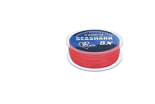 Seashark Geflochtene Angelschnur, verblasst nicht, 8 Stränge, superstarke PE-Angelschnur (rot, 3,6 kg, 0,12 mm-100 m) von Seashark