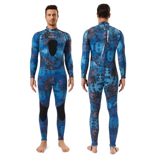 Seaskin Spearfishing Neoprenanzüge für Herren, 1,5 mm Neopren, Camouflage, Ganzkörper-Tauchanzüge zum Schnorcheln, Schwimmen (Camo, XL) von Seaskin