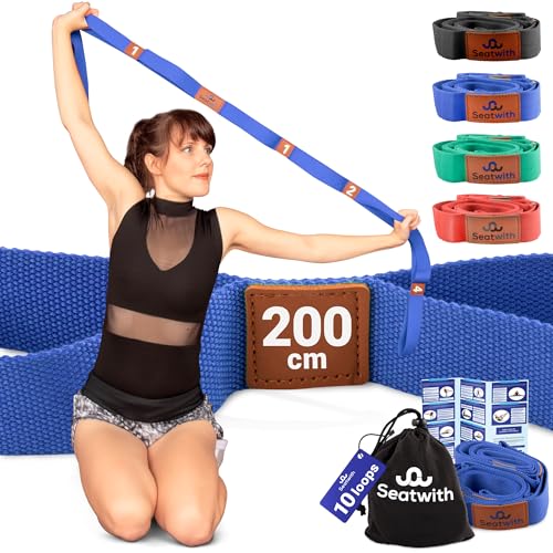 Seatwith Yoga Gurt mit 10 Schlaufen | Yoga Band 200x4cm | Dehnungsband für beste Dehnen | Stretching Band | Yogagurt + Tasche & Training PDF Seatwith Yoga Gurt mit 10 Schlaufen | Yoga Band 200x4cm | Dehnungsband für beste Dehnen | Stretching Band | Yogagurt + Tasche & Training PDF von Seatwith
