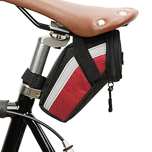 Seawang Fahrradtasche reflektierende Sattel Tasche Werkzeugtasche MTB Fahrrad Taschen Handyhülle Sattelstütze Satteltaschen Rücktasche (Rot) von Seawang