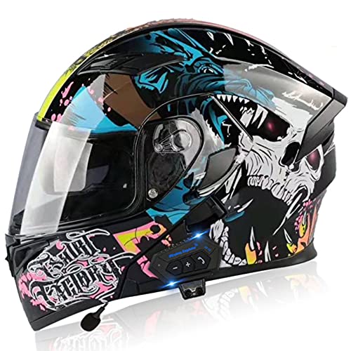 Erwachsene Motorradhelm Helm Motorrad mit Bluetooth Klapphelm ECE/DOT Zertifiziert mit Doppelvisier mit Eingebautem Mikrofon Für Automatische Beantwortung FüR Frauen MäNner Erwachsene 1,L von Sebasty