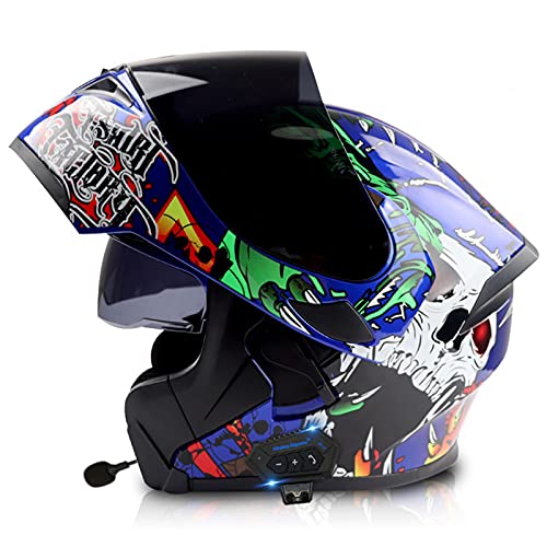 Erwachsene Motorradhelm Helm Motorrad mit Bluetooth Klapphelm ECE/DOT Zertifiziert mit Doppelvisier mit Eingebautem Mikrofon Für Automatische Beantwortung FüR Frauen MäNner Erwachsene 18,L von Sebasty