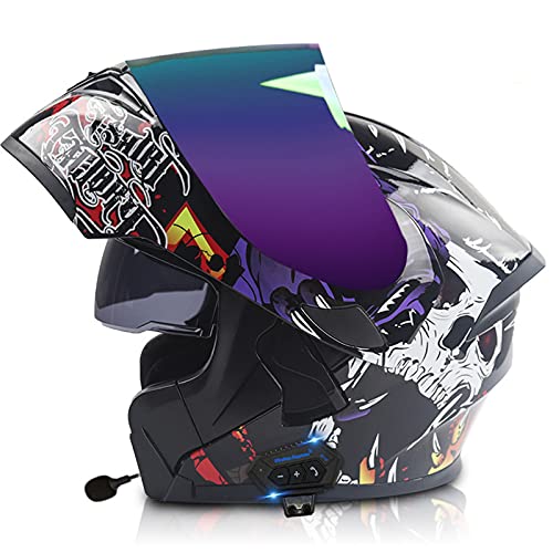 Erwachsene Motorradhelm Helm Motorrad mit Bluetooth Klapphelm ECE/DOT Zertifiziert mit Doppelvisier mit Eingebautem Mikrofon Für Automatische Beantwortung FüR Frauen MäNner Erwachsene 19,XXL von Sebasty