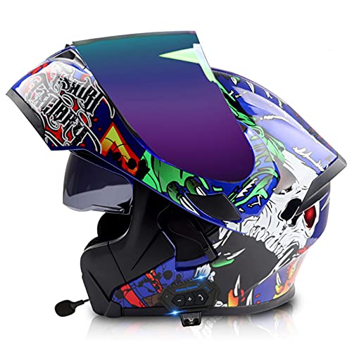 Erwachsene Motorradhelm Helm Motorrad mit Bluetooth Klapphelm ECE/DOT Zertifiziert mit Doppelvisier mit Eingebautem Mikrofon Für Automatische Beantwortung FüR Frauen MäNner Erwachsene 20,XL von Sebasty