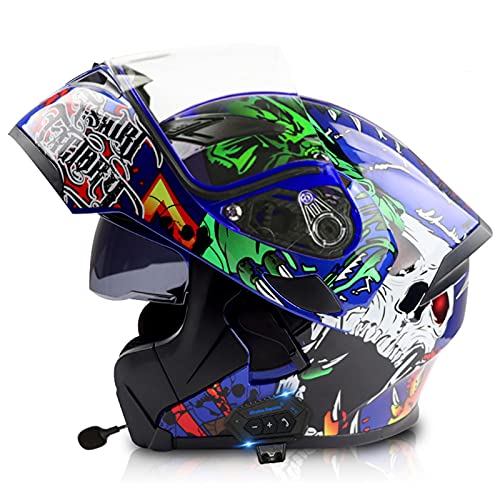 Erwachsene Motorradhelm Helm Motorrad mit Bluetooth Klapphelm ECE/DOT Zertifiziert mit Doppelvisier mit Eingebautem Mikrofon Für Automatische Beantwortung FüR Frauen MäNner Erwachsene 7,XL von Sebasty