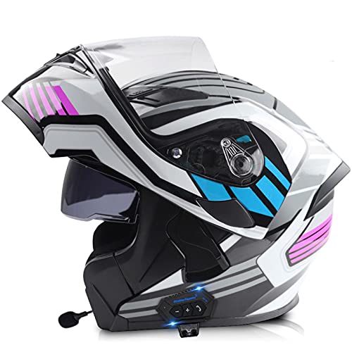 Erwachsene Motorradhelm Helm Motorrad mit Bluetooth Klapphelm ECE/DOT Zertifiziert mit Doppelvisier mit Eingebautem Mikrofon Für Automatische Beantwortung FüR Frauen MäNner Erwachsene 9,XL von Sebasty