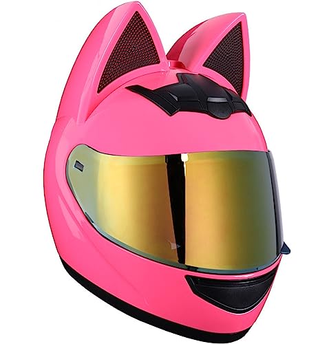 Full Face Motorradhelme mit Katze Ohren Adult Flip up Visiere Motocross Helm Vollvisierhelm Motorrad-Crash Helmet Leichtbau DOT/ECE Certified 12,S von Sebasty