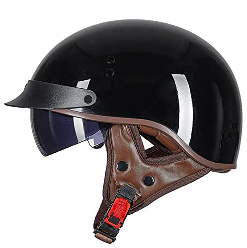 Halbschalenhelm Motorrad-Helm Retro Halbhelme Brain-Cap · Halbschale Jet-Helm Scooter-Helm Mofa-Helm Retro Motorrad Half Helm FüR Cruiser Chopper DOT/ECE-Zertifizierung 1,L von Sebasty